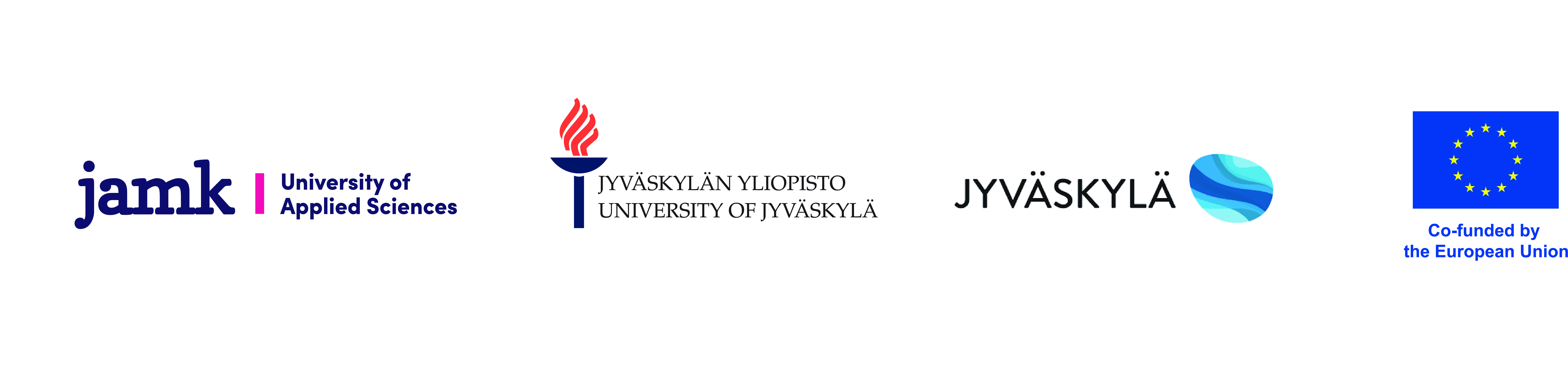 Logos of JAMK University of Applied Sciences, University of Jyväskylä, City of Jyväskylä and European Union