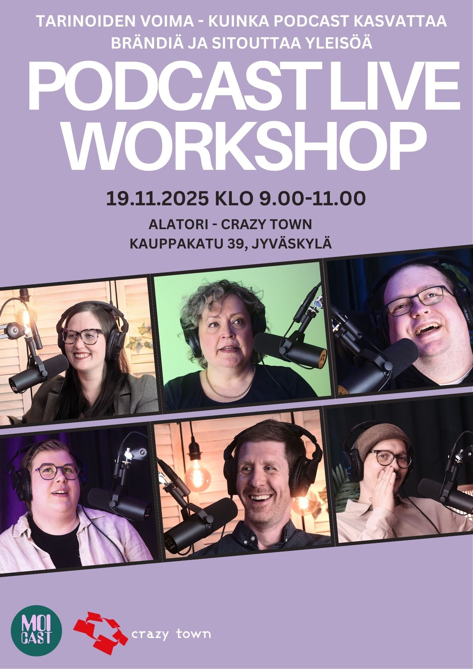 Moi Cast LIVE Podcast Workshop: Tarinoiden voima – kuinka podcast kasvattaa brändiä ja sitouttaa yleisöä