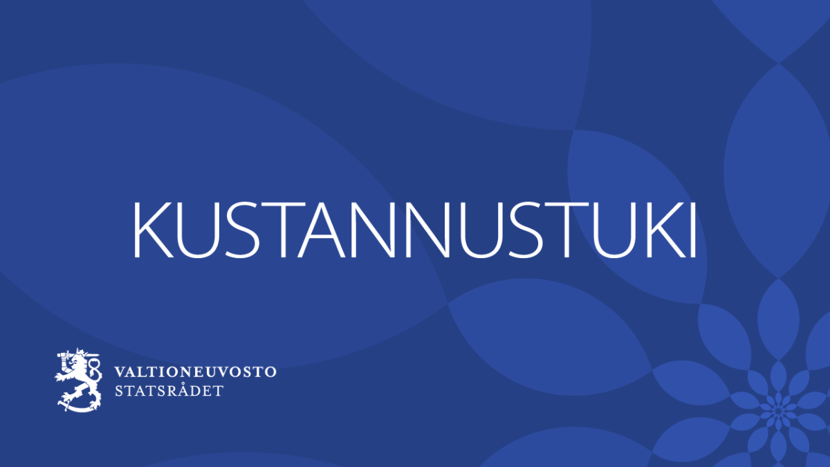 Kustannustuki-teksti sinisellä taustalla